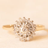 Vintage-Blumenring aus 9-karätigem Gelb- und Weißgold mit Diamanten (ca. 0.25 ctw), 1986