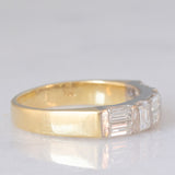 Bague vintage en or jaune et blanc 18 carats avec diamants taille baguette (environ 1 ct), années 80