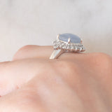 Anello ballerina vintage in platino con zaffiro stellato (6.40ct) e diamanti (0.94ctw), anni ‘80
