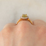 Anello a margherita in oro giallo 9K con sfene (0.98ct) e zirconi