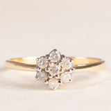 Vintage-Gänseblümchenring aus 9-karätigem Gelbgold mit Diamanten im Brillantschliff (ca. 0.35 ctw), 80er/90er Jahre