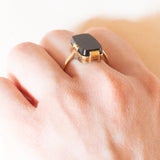 Vintage-Onyx-Ring aus 14-karätigem Gelbgold, 60er Jahre