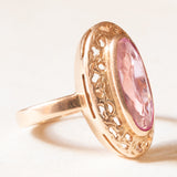 Винтажное кольцо из желтого золота 14 карат с синтетическим розовым сапфиром (около 1.60 карата), 70-е годы