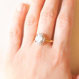 Vintage-Gänseblümchenring aus 9-karätigem Gelbgold mit Aquamarin (ca. 2 Karat) und Diamanten (ca. 0.18 Karat), Jahr 2005