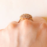 Anello vintage in oro giallo 9K con tanzaniti (1.10ctw ca.), anni ‘80/‘90