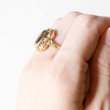 Vintage-Ring aus 14-karätigem Gelbgold mit synthetischem blauen Spinell (ca. 4.50 ct), 50er Jahre