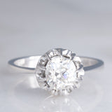 Solitario in oro bianco 18K con diamante di taglio vecchia miniera (0.97ct ca.)