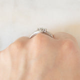 Anello vintage in oro bianco 9K con diamanti di taglio brillante (0.17ctw ca.), anni ‘90