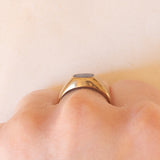 Anello chevalier vintage in oro giallo 8K con lapislazzuli, anni ‘50