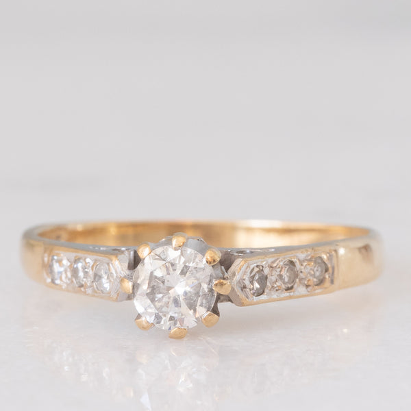 Solitario vintage in oro giallo 9K con diamanti (0.30ctw ca.), anno 1988