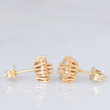 Orecchini a margherita vintage in oro giallo 14K con diamanti di taglio brillante (0.50ctw ca.)