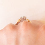 Vintage-Blumenring aus 14-karätigem Gelb- und Weißgold mit Diamanten (ca. 0.35 ctw), 60er Jahre