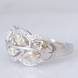 Anello “pianta con foglie” in platino con diamanti (1.50ctw), anni ‘90/anni ‘2000