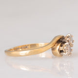 Toi et Moi vintage in oro giallo 9K con diamanti di taglio brillante (0.28ctw ca.), anni ‘80