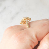 Anello vintage in oro giallo 14K con diamanti di taglio brillante e di taglio baguette (0.75ctw ca.), anni ‘70/‘80