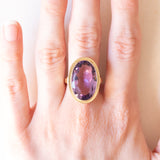 Vintage-Cocktailring aus 14 Karat Gelbgold mit Amethyst (ca. 13 Karat), 70er Jahre