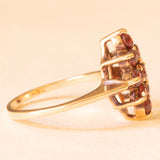 Anello vintage in oro giallo 9K con granati (0.90ctw ca.), anno 1978