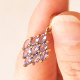 Vintage-Halskette mit Kette aus 9-karätigem Gelbgold und Anhänger aus 9-karätigem Gelbgold mit Tansaniten (ca. 1.35 ctw), 70er/80er Jahre