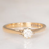 Solitario vintage in oro giallo 9K con diamante di taglio brillante (0.20ct ca.), anni ‘80/‘90