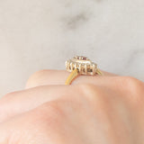Gioiello vintage 2 in 1 e convertibile da anello a ciondolo in oro giallo e bianco 14K con rubini (0.12ctw ca.) e diamanti di taglio brillante (0.32ctw ca.), anni ‘70/‘80