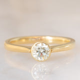Solitaire vintage en or jaune 14 carats et diamants taillés en brillant (env. 0.45 ct), années 70