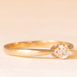 Vintage-Solitär aus 9 Karat Gelbgold mit Diamant im Brillantschliff (ca. 0.14 ct), 1988