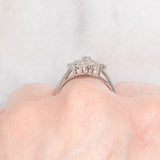 Anello a fiocco di neve in platino con diamanti di taglio brillante (0.50ctw), anni ‘70/‘80
