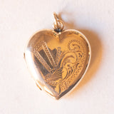 Винтажная фотоподвеска в форме сердца с фольгой из желтого золота 9 карат на металле, 50-60-е гг.