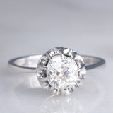 Solitario in oro bianco 18K con diamante di taglio vecchia miniera (0.97ct ca.)