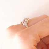 Anello vintage in oro giallo e bianco 9K con diamanti