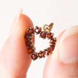 Vintage Herzanhänger aus 8 Karat Gelbgold mit Granaten, 60er Jahre