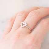 Anello a cuore vintage in platino con diamanti (0.50ctw), anni ‘90