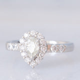 Anello a margherita a goccia in platino con diamanti (1.12ctw), anni ‘90