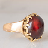 Solitario vintage in oro giallo 8K con granato, anni ‘50/‘60
