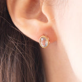 Vintage-Ohrringe aus 9-karätigem Gelbgold mit behandeltem Blautopas (ca. 2 Karat), 60er/70er Jahre