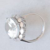 Anello da cocktail vintage in oro bianco 14K con acquamarina (10ct ca.), anni ‘80