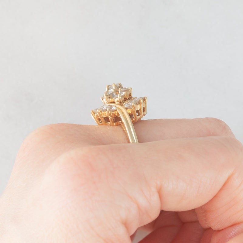 Anello vintage in oro giallo 14K con diamanti di taglio brillante (1.90ctw ca.), anni ‘70