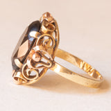 Vintage-Cocktailring aus 14-karätigem Gelbgold mit Rauchquarz (ca. 4.70 Karat), 60er Jahre