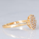 Anello a fiore vintage in oro giallo 14K con diamanti di taglio brillante (0.40ctw ca.), anni ‘70