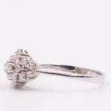 Anel vintage de floco de neve em ouro branco 14K com diamantes em lapidação brilhante (aprox. 0.40 ctw), década de 70