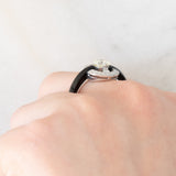 Anello vintage in stile Art Déco in platino con diamanti (centrale di 0.75ct) e onice