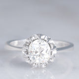 Solitario in oro bianco 18K con diamante di taglio vecchia miniera (0.97ct ca.)