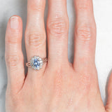 Anello a margherita vintage in platino con zaffiro (1.10ct) e diamanti (0.33ctw), anni ‘70