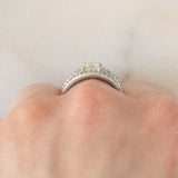 Anello a fascia vintage in platino con diamanti per un totale di 1.25ct (centrale di taglio princess 0.78ct), anni ‘80
