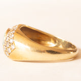 Vintage-Ring aus 18-karätigem Gelbgold mit Smaragd (ca. 0.50 ct) und Diamanten im Brillantschliff (ca. 0.66 ctw), 70er/80er Jahre