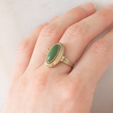 Anello da cocktail vintage in oro giallo 8K con pietra verde acqua, anni ‘70