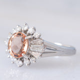 Anello ballerina in platino con topazio imperiale (1.85ct) e diamanti (0.72ctw), anni ‘80/‘90