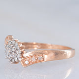 Anello contrarier a fiore in oro rosa 9K con diamanti (0.12ctw ca.)