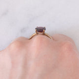 Solitario vintage in oro giallo 8K con tormalina rossa, anni ‘80