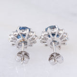 Orecchini a margherita vintage in platino con zaffiri (2.16ct) e diamanti (0.88ctw), anni ‘80